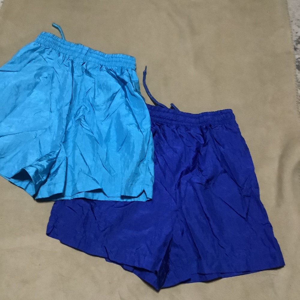 Vintage The Body Co Nylon Athletic Shorts Lot 2 Blue Teal Small Retro 90s Sport
